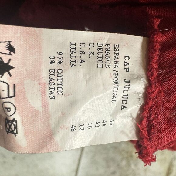 Cap Juluca Aldo Martins Top Womens 12 Red Casual Ruffled Ruched Long Sleeve - Picture 8 of 9